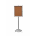 Vitrine sur pied aluminium gris - fond liege 4 feuilles a4 h 190cm