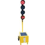 2 feux tricolores de chantier solaires