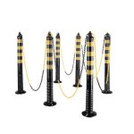 6 poteaux flexibles avec cha�ne jaune et noire
