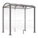Abri fumeurs demi - ferm� acier et verre
