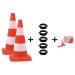 Kit cnes de signalisation et ruban rouge / blanc