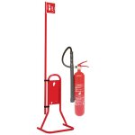 Kit extincteur poudre abc avec support totem et signal�tique drapeau