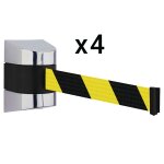 Lot de 4 enrouleurs muraux  sangle 8, 50 m.  visser