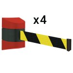 Lot de 4 enrouleurs muraux  sangle 8, 50 m.  visser