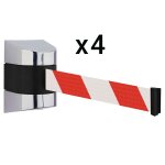Lot de 4 enrouleurs muraux  sangle 8, 50 m.  visser