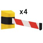Lot de 4 enrouleurs muraux  sangle 8, 50 m.  visser