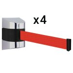 Lot de 4 enrouleurs muraux  sangle 8, 50 m.  visser