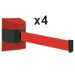 Lot de 4 enrouleurs muraux  sangle 8, 50 m.  visser