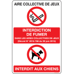 Panneau aire de jeux interdit de fumer et aux chiens