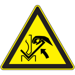 Panneaux danger crasem. main entre plieuse et matriel
