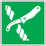 Panneau emplacement d'un couteau de radeau de sauvetage