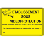 Panneau etablissement sous vid�oprotection texte perso