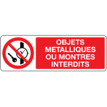 Panneau objets m�talliques ou montres interdits