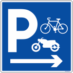 Panneau parking vlo et moto avec direction