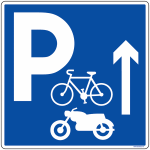 Panneau parking vlo et moto avec direction