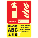 Panneau photoluminescent extincteur poudre classe abc