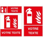 Panneau pictogramme extincteur et texte personnalisé