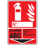 Panneau pvc extincteur classe abc + �tiquette