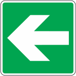Plaque plexi flche d'issue de secours 150 x 150 mm