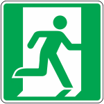 Plaque plexi sortie de secours  droite 150 x 150 mm