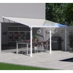 Pergola adoss�e olympia 3x5, 46m aluminium blanc et polycarbonate