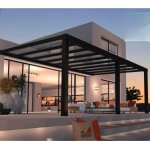Pergola adoss�e stockholm 3. 5x6. 6m aluminium gris anthracite et toit