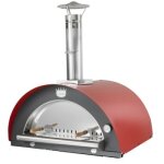 Four  pizza bois family 80 clementi rouge rubis 1 porte inox + 1 porte vitre