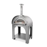 Four  pizza bois tout inox pulcinella 80 + base clementi 1 porte inox + 1 porte vitre