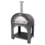 Four  pizza bois maxi pulcinella + base clementi gris anthracite 1 porte inox + 1 porte vitre