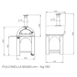 Four  pizza bois pulcinella 60 + base clementi rouge rubis 1 porte inox