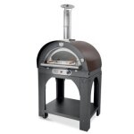 Four � pizza gaz pulcinella 60 + base clementi cuivr� 1 porte inox + 1 porte vitr�e