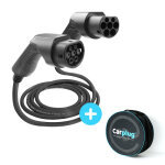 Carplug cble de recharge noir - type 2 - type 2 - 5m - 22kw (3 phases 32a) - t2 t2 + housse