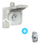 Pack legrand prise green up - 090471 + disjoncteur diffrentiel 410754