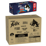 100x85g tendres effils : thon, saumon, cabillaud, carrelet felix jumbopack nourriture humide pour chat ...