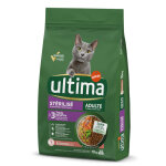 2x10kg ultima strilis, saumon, orge - croquettes pour chat