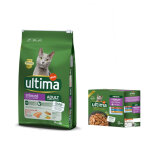 10kg st�rilis�, saumon, orge ultima croquettes pour chat + 8x85g st�rilis�, lot mixte ii (poulet, boeuf, ...