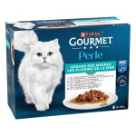 12 x 85g gourmet perle s�lection vari�e les plaisirs de la mer (4 vari�t�s) p�t�e pour chat