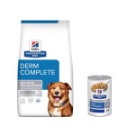 12kg derm complete hill's prescription diet croquettes pour chien + 3 boîtes offertes !