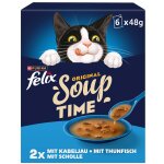 6x48g felix soup time original, s�lection de poissons - p�t�e pour chat