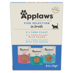 6x70g pouch au bouillon s�lection du poisson (3 vari�t�s) applaws nourriture humide pour chat