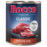 6x800g classic boeuf, agneau rocco - nourriture pour chien