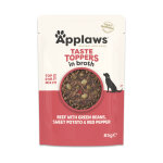 12x85g applaws taste toppers en bouillon boeuf, haricots verts - p�t�e pour chien