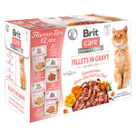 12x85g brit care cat, filets en sauce, paquet mixte, 4 saveurs, nourriture humide pour chats