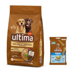 14kg golden & labrador retriever, poulet ultima croquettes pour chien + 180g friandises offertes !