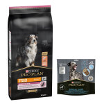 14kg medium & large adult 7 + sensitive skin pro plan - croquettes pour chien + 426g friandises offertes ...
