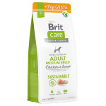 12 + 2kg sustainable adult medium breed poulet, insectes brit care croquettes pour chien