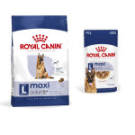 15kg maxi adult 5 + size royal canin croquettes pour chien + aliment humide : - 15 % !