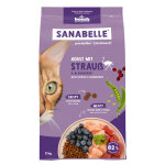 2 kg adult autruche et myrtilles sanabelle, croquettes pour chat