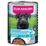 6x400g eukanuba adult riche en truite avec patate douce p�t� pour chien
