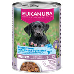 6x400g eukanuba puppy riche en truite avec patate douce p�t� pour chien